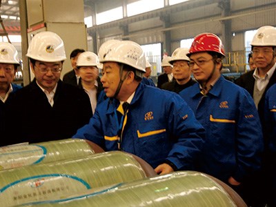 原湖南省委書記（現人民法院院長）周強視察高容，彭琪董事長認真彙報工作詳情